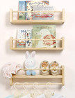 Nursery Floating Shelves for Wall, Set of 3 Book Shelves Natural Wood Wall Mount
