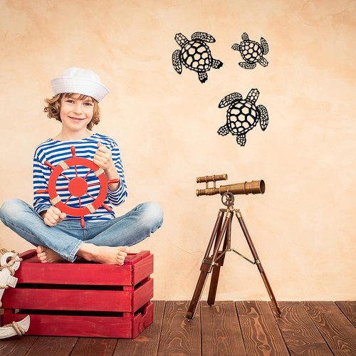 3 Stück Meeresschildkröte Strand Motiv Deko Metall Küste Wand... - Bild 5 von 7