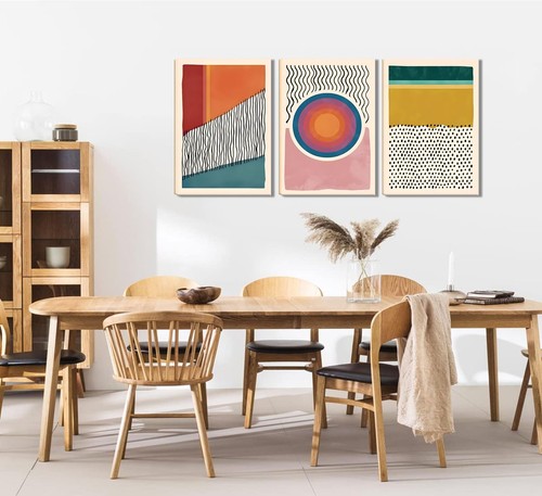 Set of 3 Framed Boho Wall Art Mid Century Modern Wall Decor Posters Abstract ... - Picture 7 of 7