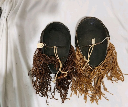 African Tribal Art Dan Wooden mask West Africa Ivory Coast hand Carved Set Of 2 - Picture 4 of 7