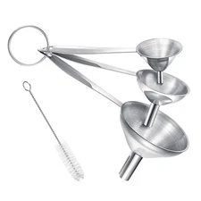 Small Funnels for Filling Bottles, 3 Pcs Stainless Steel Kitchen Funnel Set with
