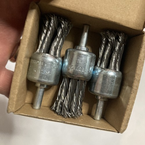 3 Packs 1 Inch Twist Wire Knot Cup Brush With 1/4 Inch Round Shank For Drill Not