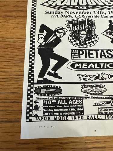 Vintage Skavoovee 1994 Toasters Pietasters Concert Show Flyer UCR Riverside Barn - Picture 5 of 9