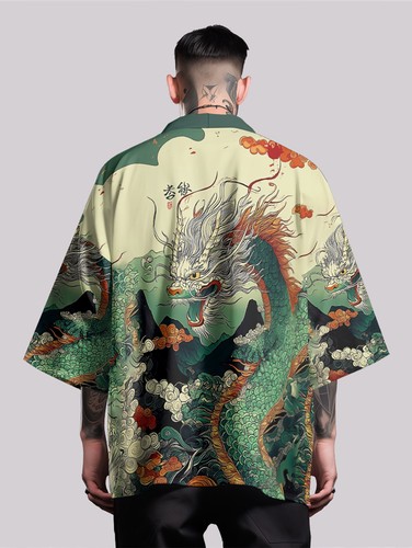 Niepce Men's Japanese Streetwear Kimono Lightweight Printed Cardigan - Picture 181 of 200