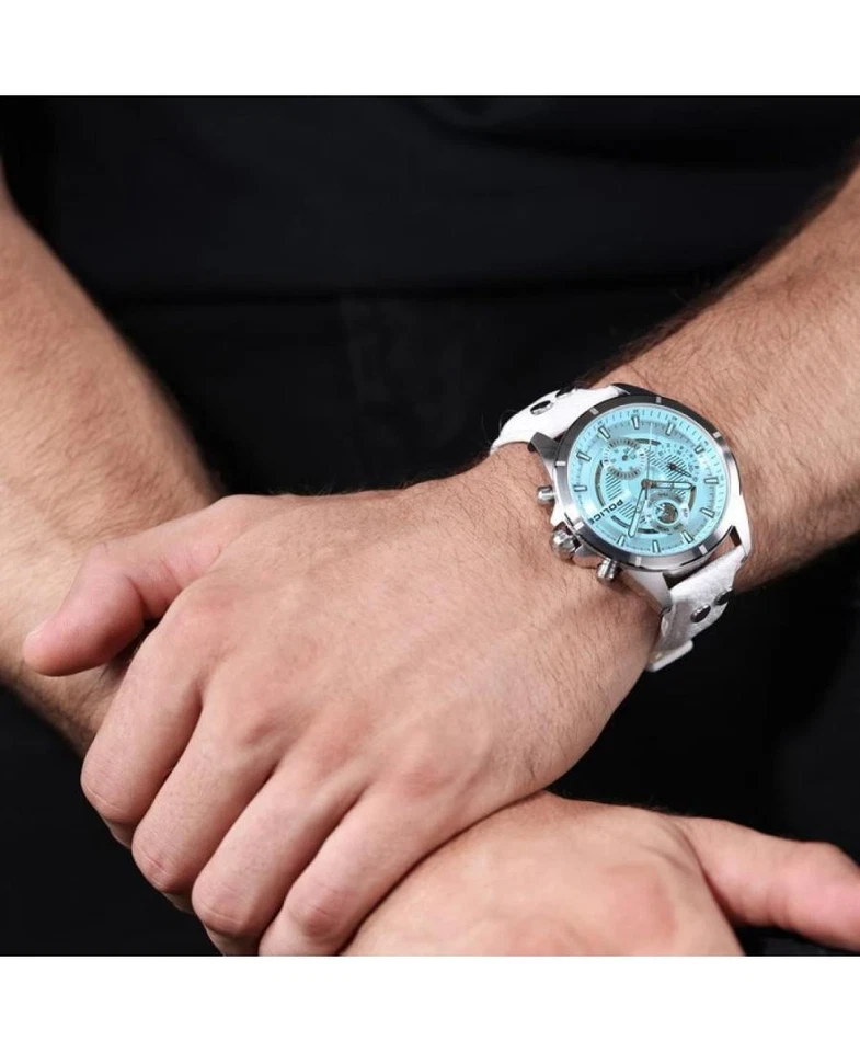 Reloj informal de cuarzo analógico POLICE para hombre clásico vestido esfera azul impermeable redondo 4 Foto 2 de 4