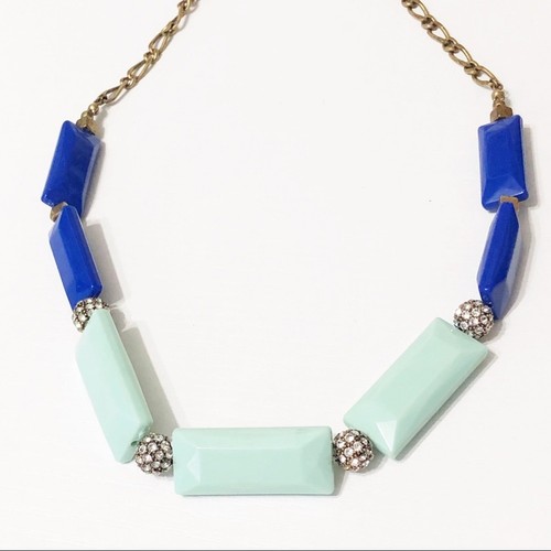 J. Crew Blues & Pave Kristall Perlen Halskette - Bild 2 von 7
