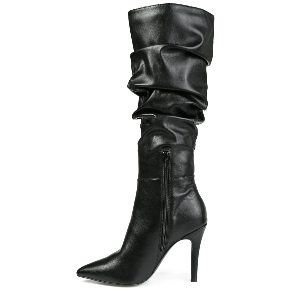 Botas hasta la rodilla Journee Collection para mujer negras Haze holgadas tacón de cuña talla 11 Foto 2 de 4