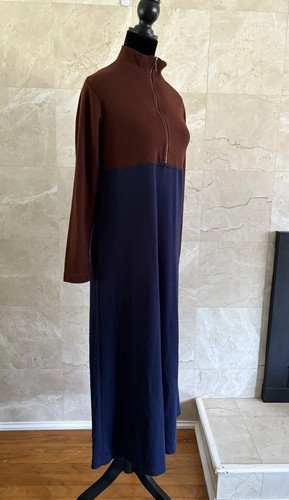 Diane Von Furstenberg Vintage 70s Midi Dress - M - Brown + Navy Colorblock USA - Picture 7 of 10
