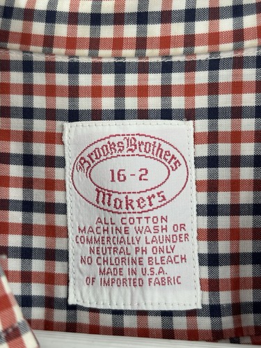 Vintage Brooks Brothers Button Down Shirt Mens Large Red Gingham Long Sleeves - Picture 10 of 19