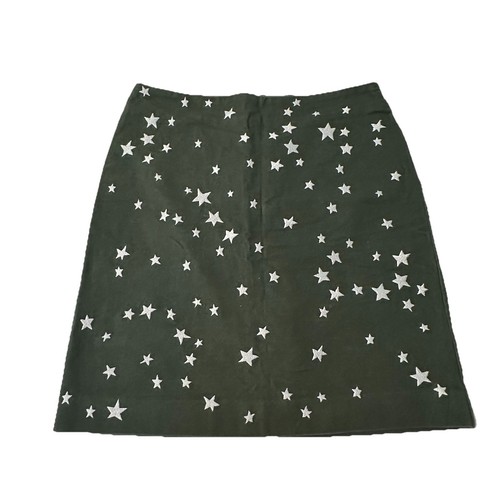Boden Size 8 Dark Green Embroidered Star Print Tilda A-Line Pencil Mini Skirt