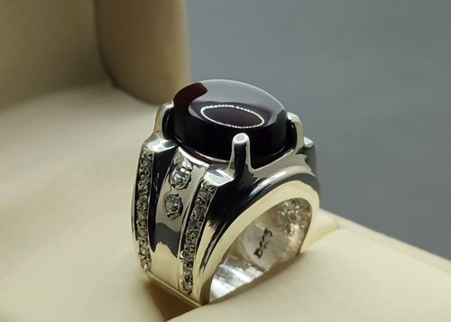 Anillo de canal natural yemení sangre roja cornalina plata 925 hecho a mano Aqeeq para hombre - Imagen 5 de 13