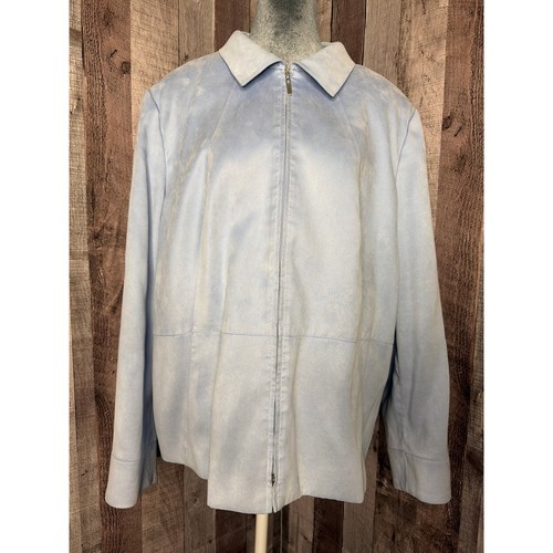 Talbots hellblauer Blazer Jacke mit durchgehendem Reißverschluss Damengröße 16 W Vintage-Geschenk - Bild 3 von 11