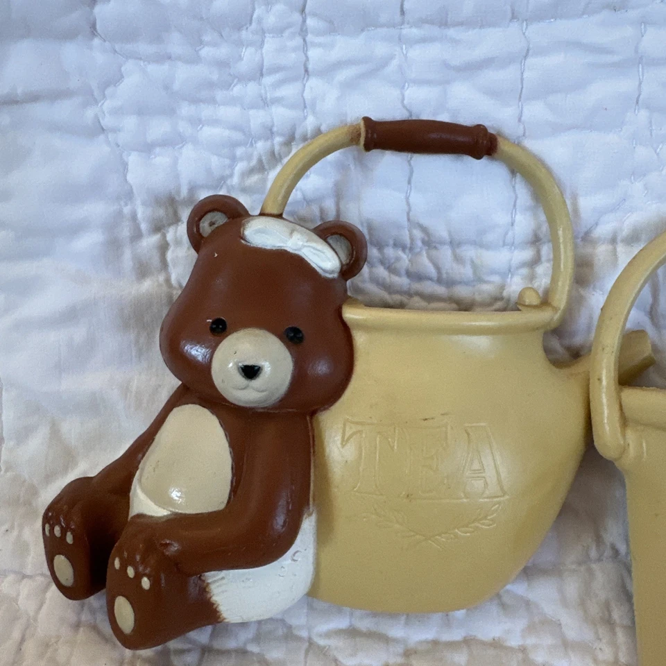 Par de productos BURWOOD OSO DE PELUCHE BOLSILLOS DE PARED DECORACIÓN DE GUARDERÍA COCINA VINTAGE AÑOS 70 Foto 3 de 4