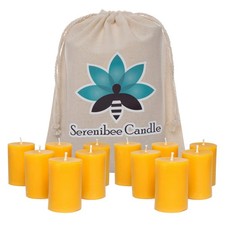 100 Pure Beeswax Votive Candles - Set of 12 Hand-Poured Eco Friendly Gift Se...