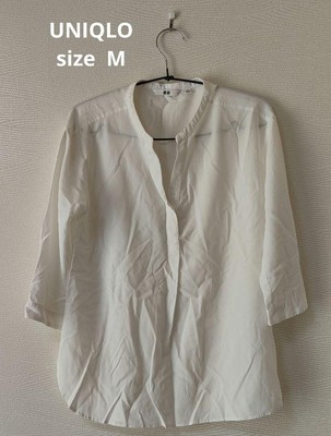 Chemise blanche col V vendu Uniqlo M sans col manches courtes occasion