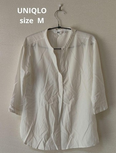 Chemise blanche col V Uniqlo M sans col manches courtes points de vente occasion