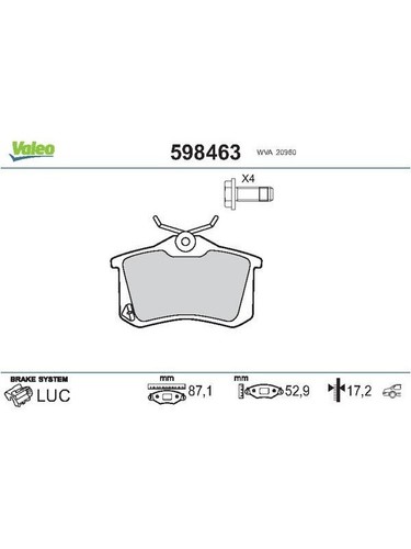 Valeo Brake Pads fits Audi A3 1.6 8P1 (598463) - Picture 1 of 12