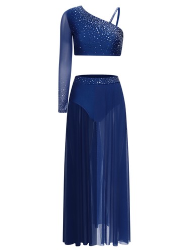 Damen Set Hem Kleid Kunstlaufen Outfit Kostüm Tanzkleidung Show Lyrische Latein - Picture 22 of 73