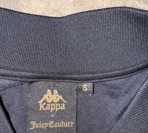 Kappa X Juicy Couture Velour Black  Zip Up Crop Jacket & Pants 2-piece Set Sz - Picture 9 of 10