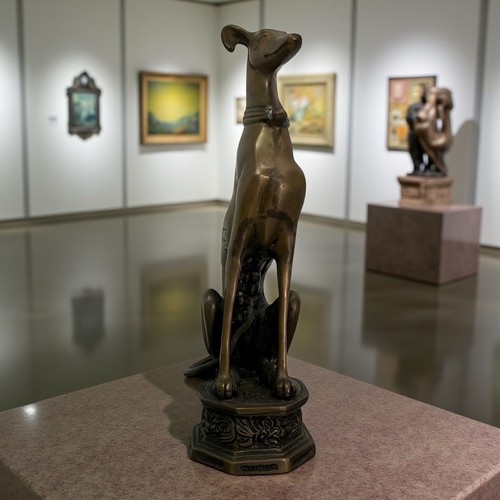 Vintage 10.5” Tall Bronze Brass Greyhound Sculpture Art Deco Style Decor Statue - Picture 21 of 21