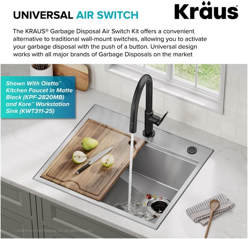 Kraus KWDA-200 Garbage Disposal Air Switch Kit - Stainless Steel - Bild 2 von 12