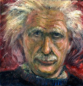 Albert-Einstein-039-the-dopey-one-039-6x6-in-Original-Oil-on-canvas-Hall-Groat-Sr