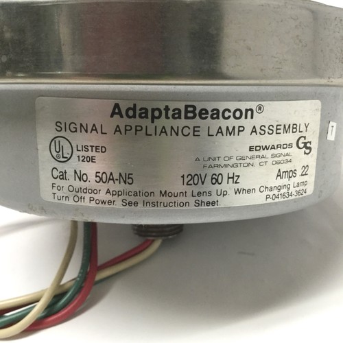 Edwards 50A-N5 Adaptabeacon Flashing Light Signal Halogen Lamp Amber 120VAC - Picture 2 of 5