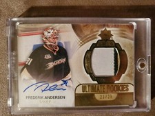 2013 14 Upper Deck Frederik Andersen Ultimate Rookies Auto Patch /25 #121