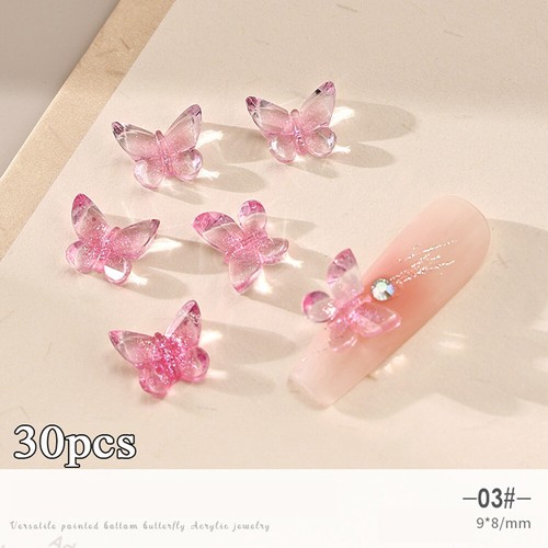 30PCS Butterfly Nail Art Sticker Resin 3D DIY Butterfly Nail Charms Xmas+ ⇗ - Picture 13 of 28