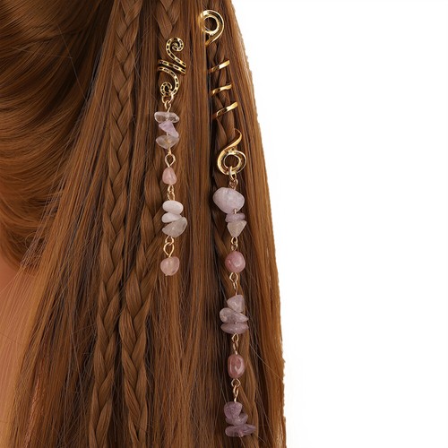 6 Pcs Steinhaarzubehör Dreadlock-Perlen Für Haare Schmuck Aus Naturstein - Bild 4 von 12