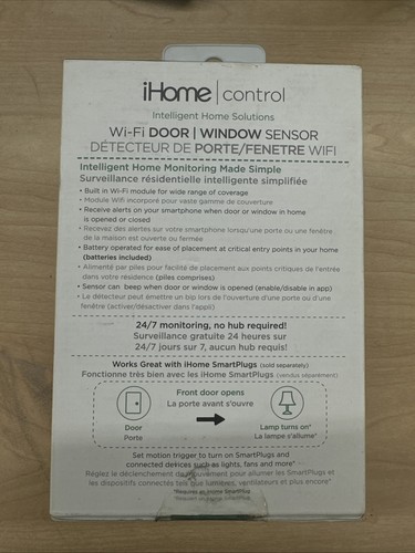 Sensor de puerta/ventana alimentado por batería WiFi iHome iSB04, sin tamaño, blanco - Imagen 9 de 11