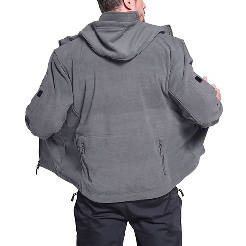 Mens Winter Fleece Jackets Zip Up Outdoor Warm Training Work Hiking Hooded Coats - Picture 72 of 90