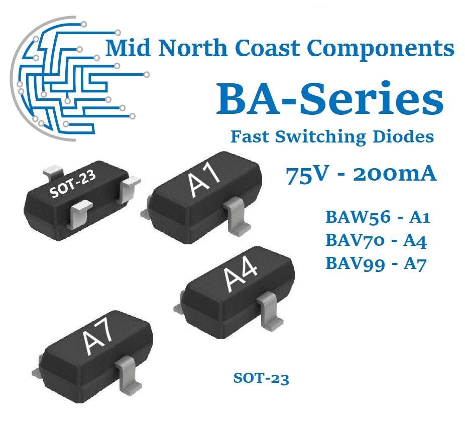 BAW BAV SERIES A1 A4 A7 Diode Array GP 75V 200MA SOT233 SMD SOT23 eBay