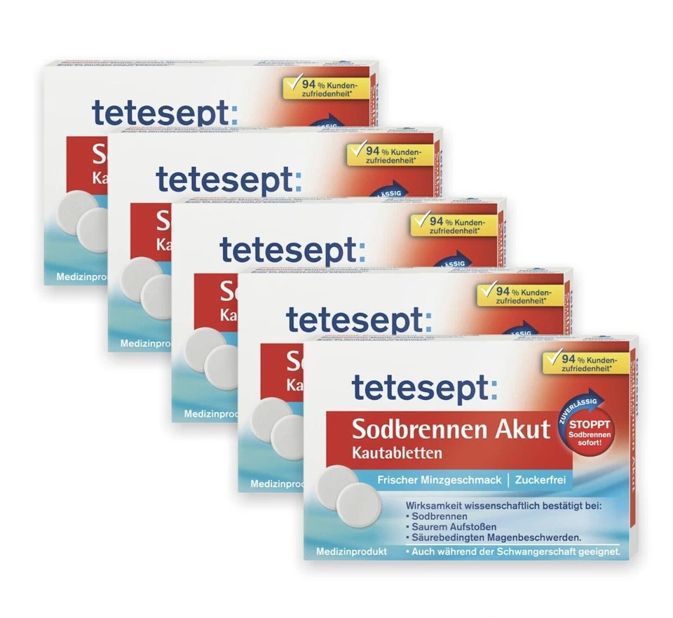 MERZ CONSUMER CARE GMBH 5x TETESEPT Sodbrennen Akut Kautabletten 20 St PZN10144651 Sparset