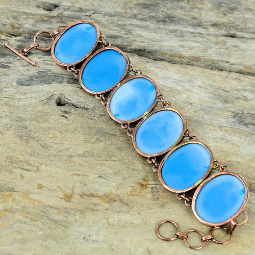 Sleeping Beauty Turquoise Copper Mum Gift Electroformed Adjustable Bracelet 6.0" - Picture 6 of 6