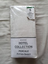 Hotel Collection Percale fitted bed sheet, cream (cotton blend) - single (BNWT)
