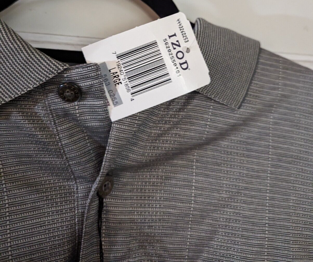 IZOD Double Mercanized polo shirt men's size Large grey NWT | eBay