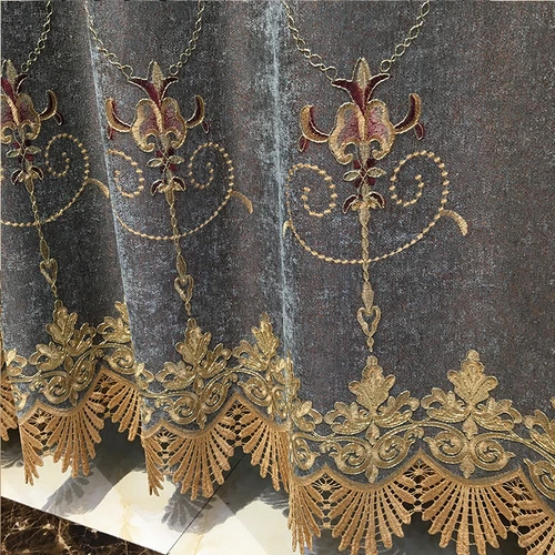 Blumen bestickt Halb Verdunkelungsvorhang Europäische Gardine für Wohnzimmer 1 Panel - Bild 44 von 44