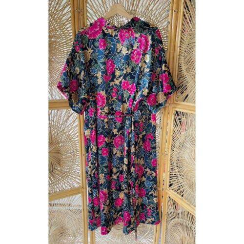 Vintage Cinema Etoile Sexy Silk Pink Floral Flower Print Lingerie Robe - Picture 3 of 6