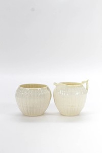 Belleek-Home-Decor-Creamer-Sugar-Bow-Set-Ivory-Yellow-Porcelain