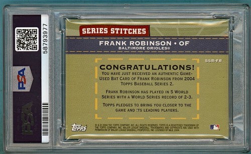 2004 Topps Frank Robinson Series Stitches Relic #FR PSA 9! POP 2! Orioles! - Picture 2 of 2