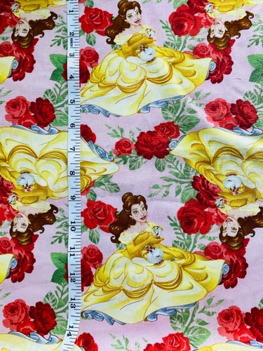Cotton Fabric Disney Princess Belle Rose Beauty & the Beast sold by 1/2 yard - Picture 4 of 4