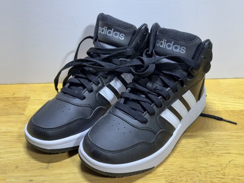 Size-3 Adidas Hoops Mid 3.0 GW0402 Unisex Kids Black/White Basketball Shoes