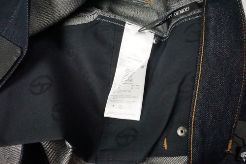 Jeans Giorgio Armani Etiqueta Negra Mezcla Algodón Oscuro 5 Bolsillos Botón 32 NUEVO - Imagen 7 de 9