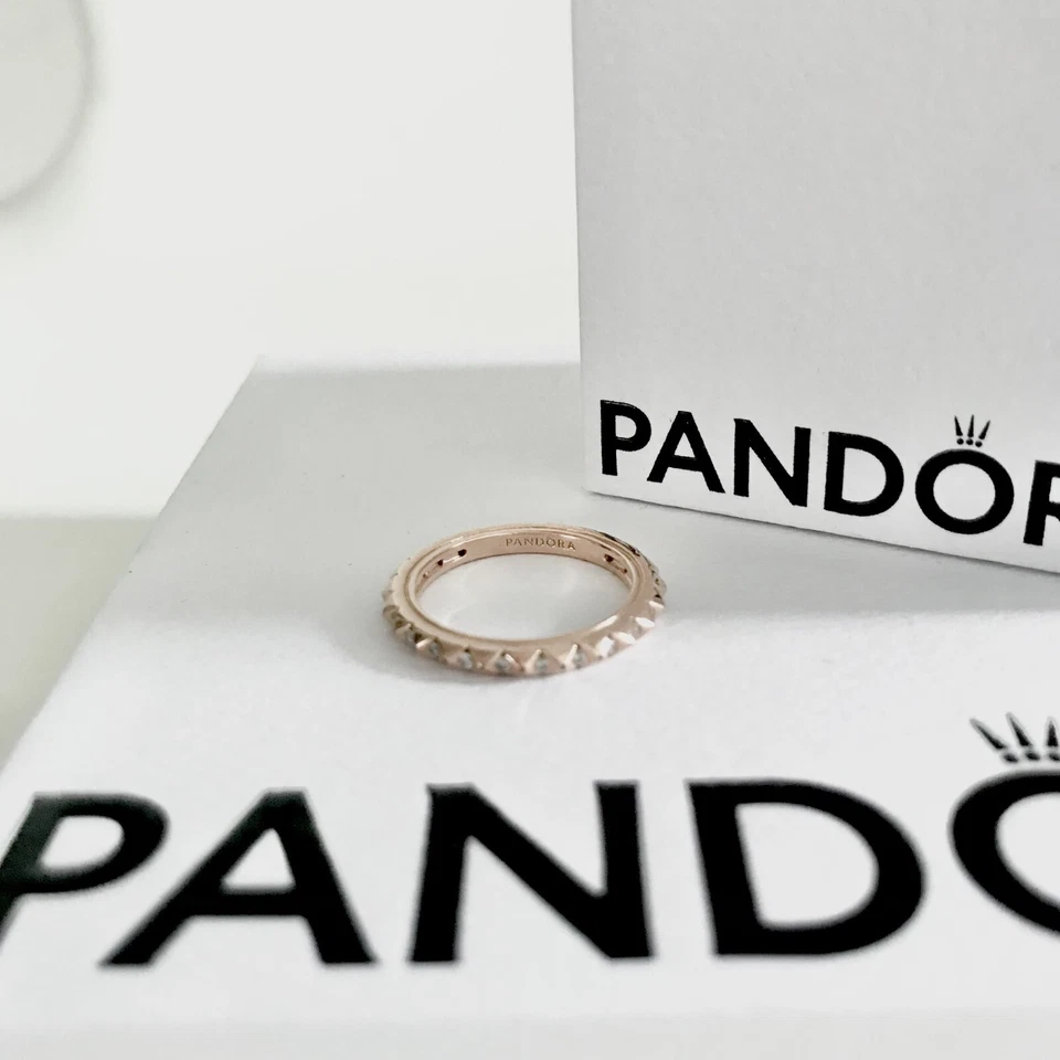PANDORA ANELLO GEOMETRICO CON PIETRE PLACCATURA IN ORO ROSA 14K - Immagine 3 di 4