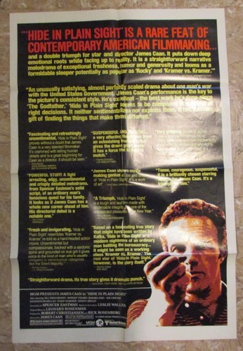 1979 HIDE IN PLAIN SIGHT Original 1-SH Movie Poster FVF 7.0 James Caan