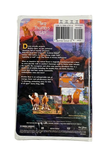 Near Mint Brother Bear Sealed VHS Tape Clamshell BuenaVista Watermarks - Foto 2 di 5