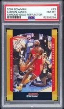 2004 LEBRON JAMES BOWMAN CHROME GOLD REFRACTOR  #23 18/50 PSA 8 LOS ANGELES