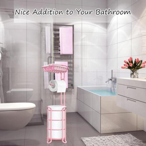 Toilet Paper Holder Stand with Shelf,Free-Standing Tissue Roll Dispenser,Storage - Picture 4 of 53