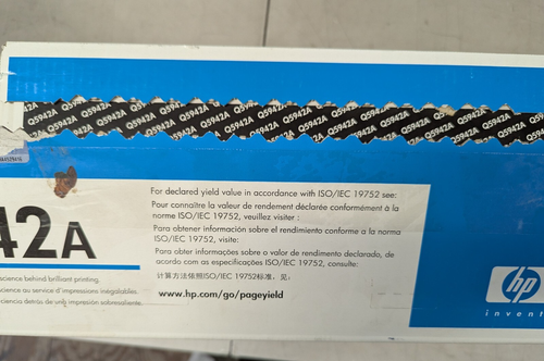 ✨ *CAJA ABIERTA* HP Q5942A 42A Cartucho de tóner negro Genuino Nuevo OEM ✨ - Imagen 4 de 4
